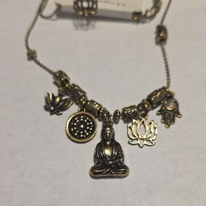 Buddha Charm Necklace in Antique Gold